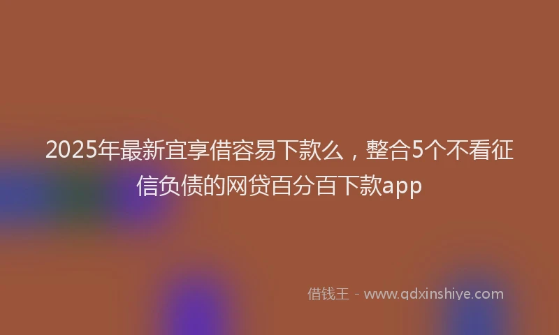 2025年最新宜享借容易下款么，整合5个不看征信负债的网贷百分百下款app