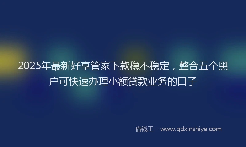 2025年最新好享管家下款稳不稳定，整合五个黑户可快速办理小额贷款业务的口子