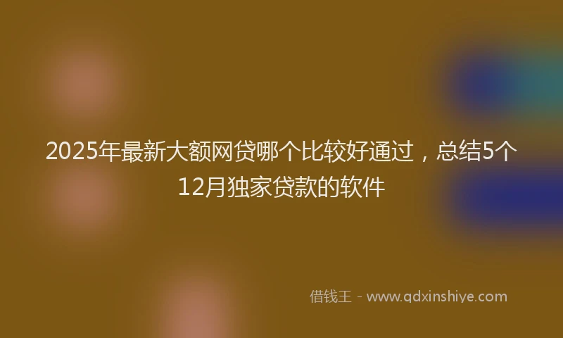 2025年最新大额网贷哪个比较好通过，总结5个12月独家贷款的软件