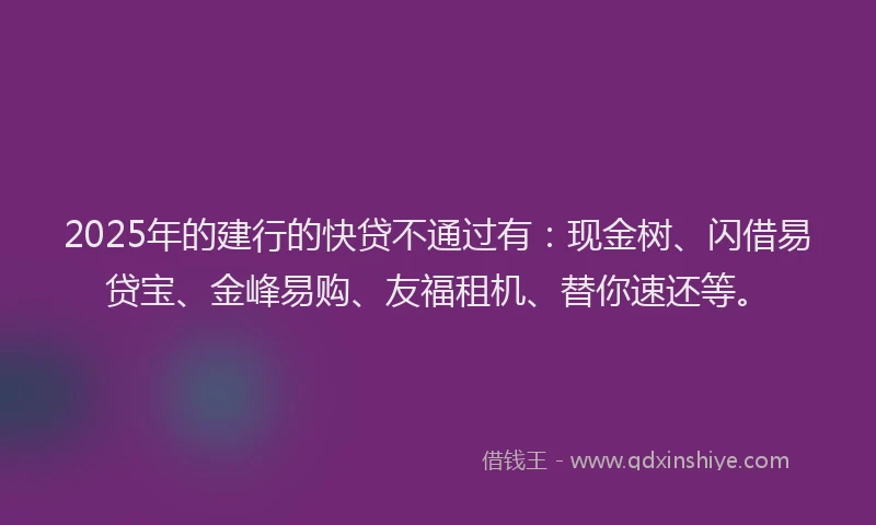 2025年的建行的快贷不通过有：现金树、闪借易贷宝、金峰易购、友福租机、替你速还等。