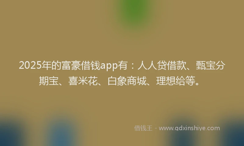 2025年的富豪借钱app有：人人贷借款、甄宝分期宝、喜米花、白象商城、理想给等。