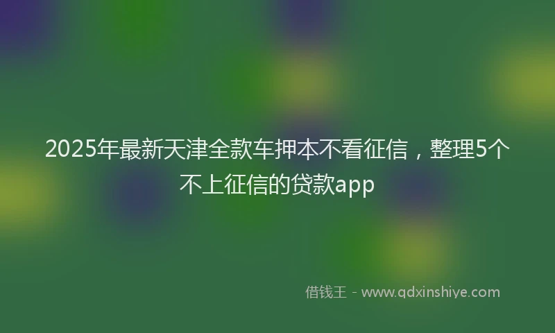 2025年最新天津全款车押本不看征信，整理5个不上征信的贷款app