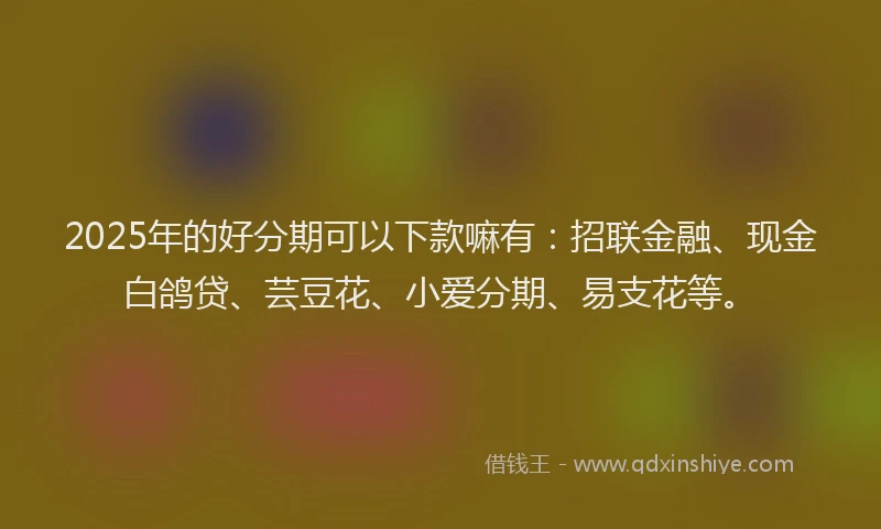 2025年的好分期可以下款嘛有：招联金融、现金白鸽贷、芸豆花、小爱分期、易支花等。