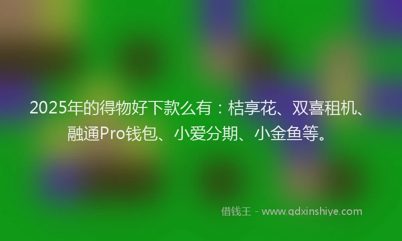 2025年的得物好下款么有：桔享花、双喜租机、融通Pro钱包、小爱分期、小金鱼等。