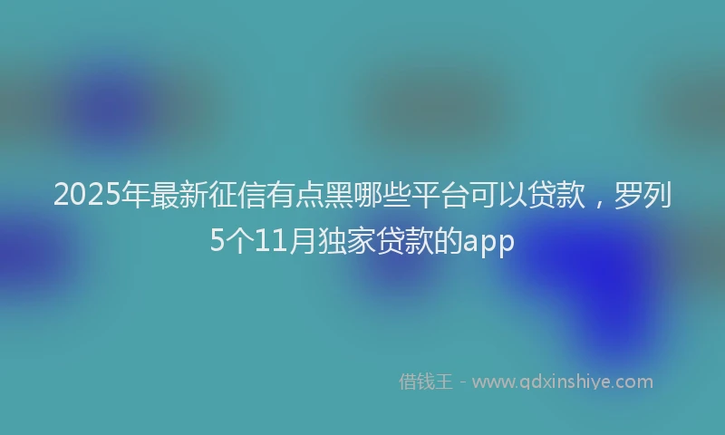 2025年最新征信有点黑哪些平台可以贷款，罗列5个11月独家贷款的app