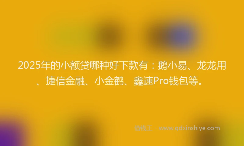 2025年的小额贷哪种好下款有：鹅小易、龙龙用、捷信金融、小金鹤、鑫速Pro钱包等。