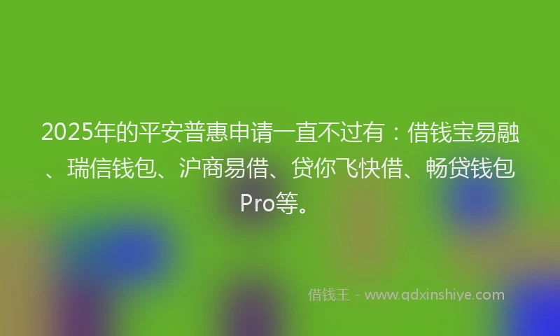 2025年的平安普惠申请一直不过有：借钱宝易融、瑞信钱包、沪商易借、贷你飞快借、畅贷钱包Pro等。