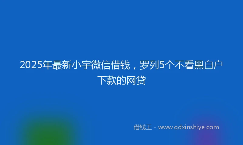 2025年最新小宇微信借钱，罗列5个不看黑白户下款的网贷