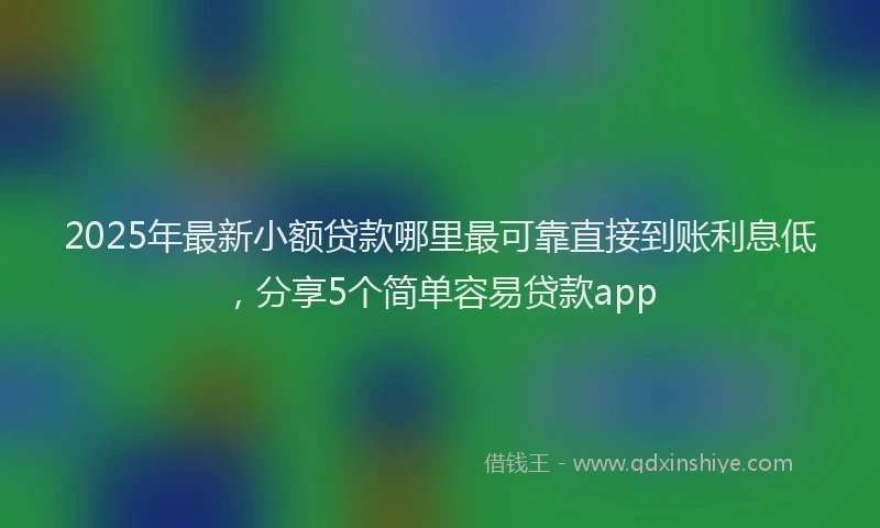 2025年最新小额贷款哪里最可靠直接到账利息低，分享5个简单容易贷款app