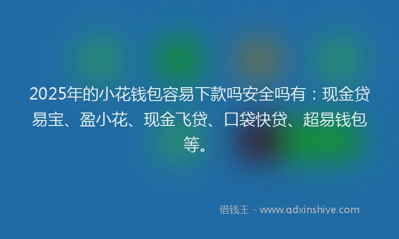 2025年的小花钱包容易下款吗安全吗有：现金贷易宝、盈小花、现金飞贷、口袋快贷、超易钱包等。