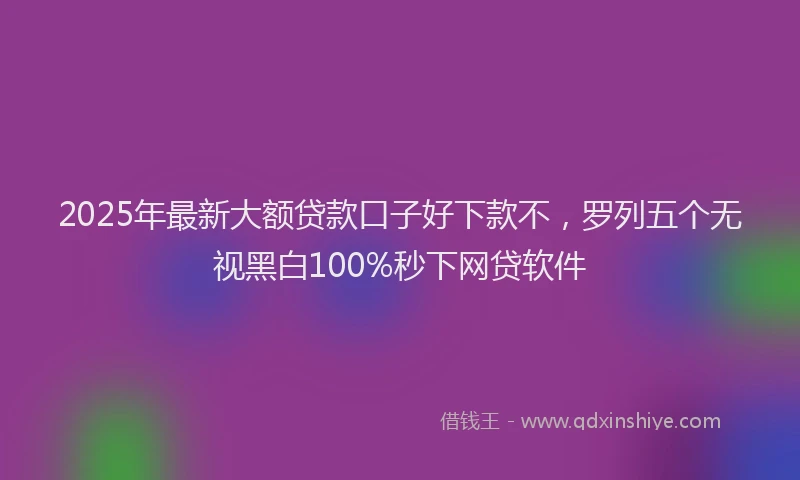 2025年最新大额贷款口子好下款不，罗列五个无视黑白100%秒下网贷软件