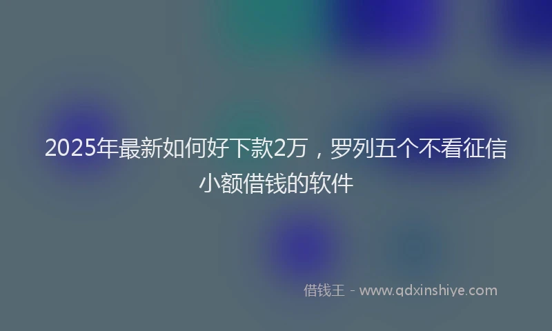 2025年最新如何好下款2万，罗列五个不看征信小额借钱的软件