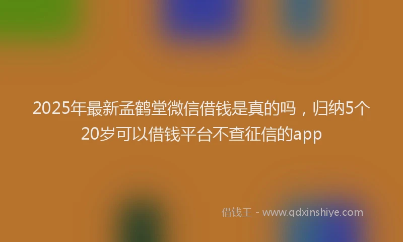 2025年最新孟鹤堂微信借钱是真的吗，归纳5个20岁可以借钱平台不查征信的app