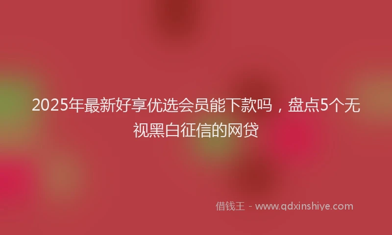 2025年最新好享优选会员能下款吗，盘点5个无视黑白征信的网贷