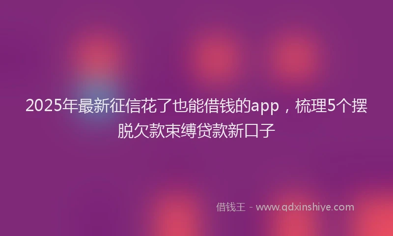 2025年最新征信花了也能借钱的app，梳理5个摆脱欠款束缚贷款新口子