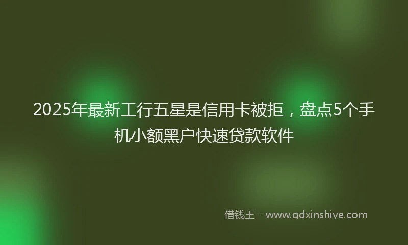 2025年最新工行五星是信用卡被拒，盘点5个手机小额黑户快速贷款软件