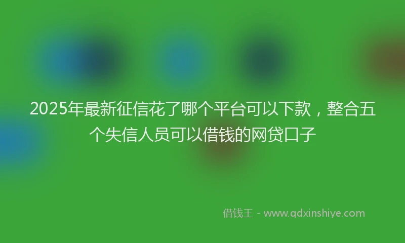 2025年最新征信花了哪个平台可以下款，整合五个失信人员可以借钱的网贷口子