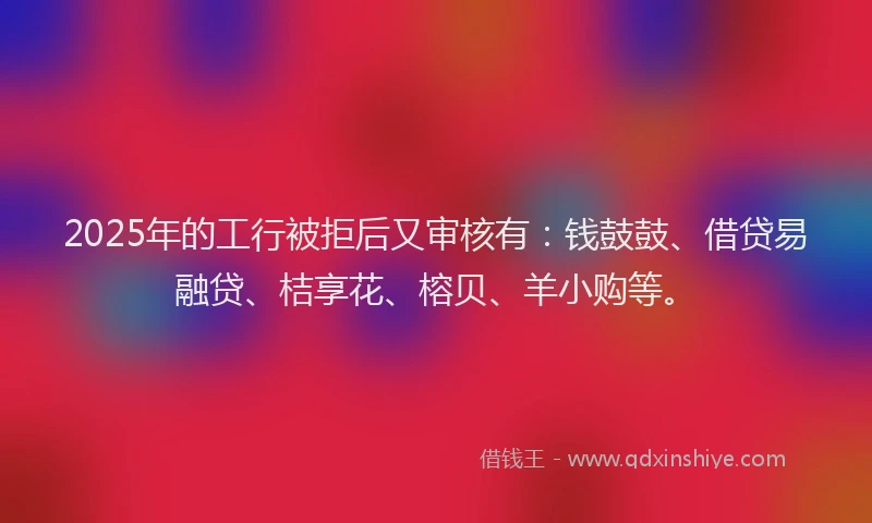 2025年的工行被拒后又审核有：钱鼓鼓、借贷易融贷、桔享花、榕贝、羊小购等。
