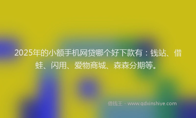2025年的小额手机网贷哪个好下款有：钱站、借蛙、闪用、爱物商城、森森分期等。