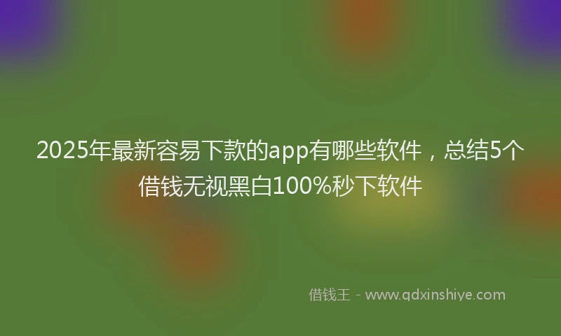 2025年最新容易下款的app有哪些软件，总结5个借钱无视黑白100%秒下软件