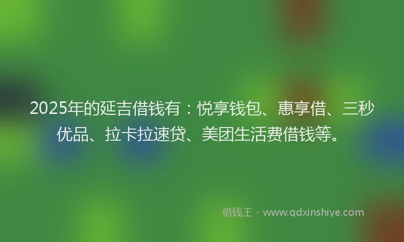 2025年的延吉借钱有：悦享钱包、惠享借、三秒优品、拉卡拉速贷、美团生活费借钱等。