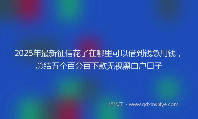 2025年最新征信花了在哪里可以借到钱急用钱，总结五个百分百下款无视黑白户口子