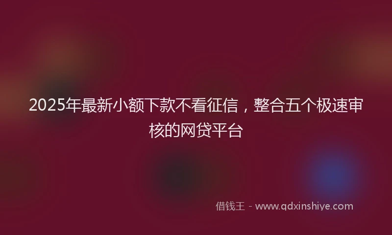 2025年最新小额下款不看征信，整合五个极速审核的网贷平台