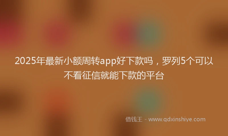 2025年最新小额周转app好下款吗，罗列5个可以不看征信就能下款的平台