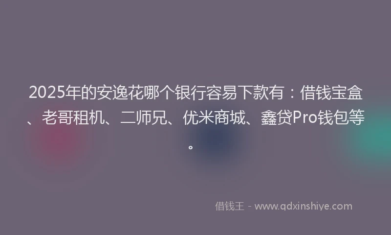 2025年的安逸花哪个银行容易下款有：借钱宝盒、老哥租机、二师兄、优米商城、鑫贷Pro钱包等。