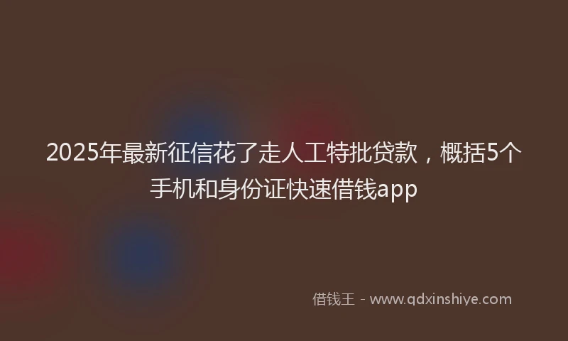 2025年最新征信花了走人工特批贷款，概括5个手机和身份证快速借钱app