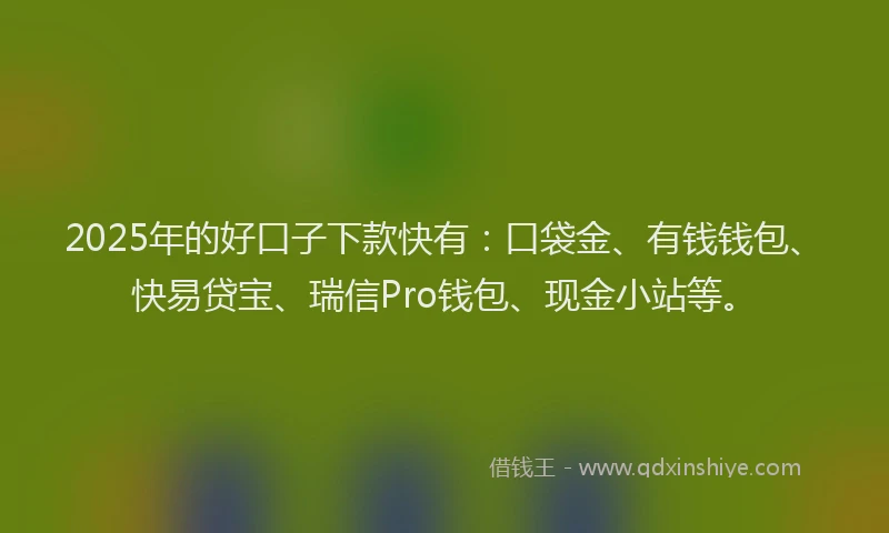 2025年的好口子下款快有：口袋金、有钱钱包、快易贷宝、瑞信Pro钱包、现金小站等。