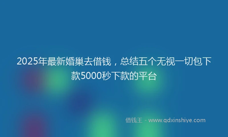 2025年最新婚巢去借钱，总结五个无视一切包下款5000秒下款的平台