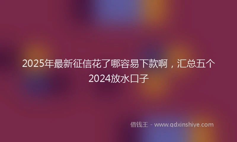 2025年最新征信花了哪容易下款啊，汇总五个2024放水口子