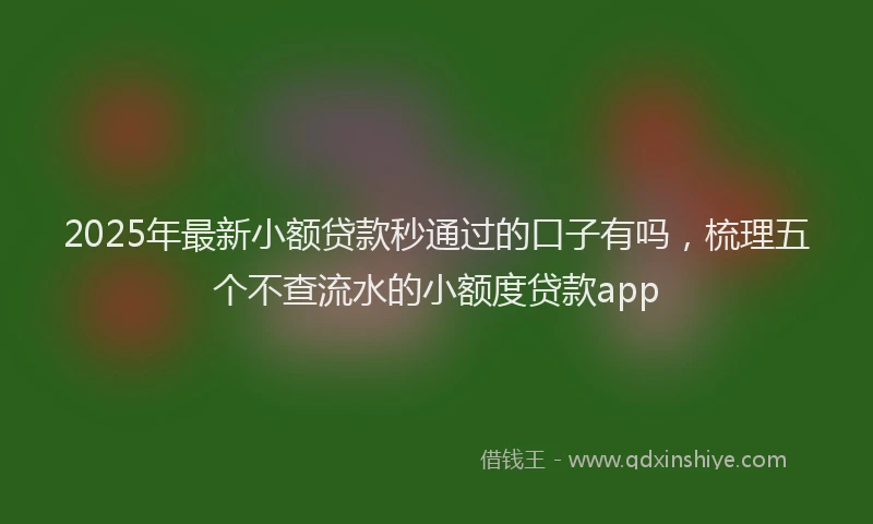 2025年最新小额贷款秒通过的口子有吗，梳理五个不查流水的小额度贷款app
