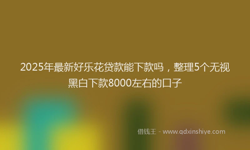 2025年最新好乐花贷款能下款吗，整理5个无视黑白下款8000左右的口子