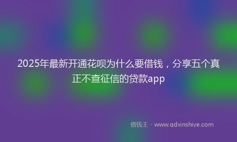 2025年最新开通花呗为什么要借钱，分享五个真正不查征信的贷款app