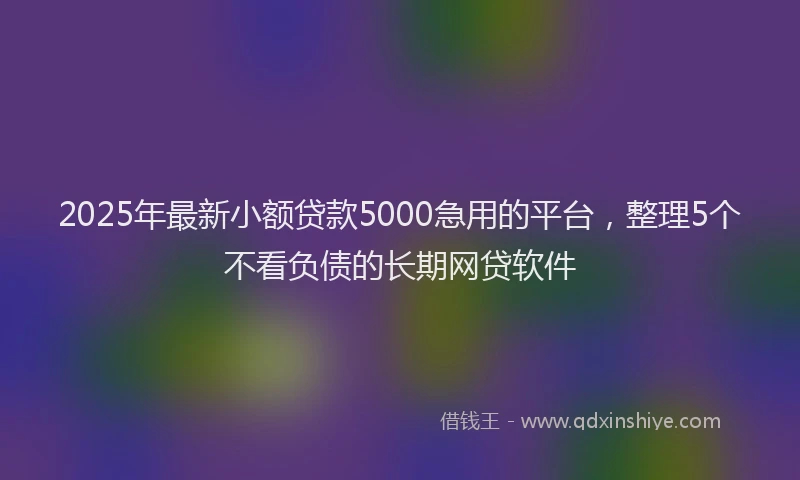 2025年最新小额贷款5000急用的平台，整理5个不看负债的长期网贷软件