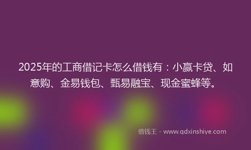 2025年的工商借记卡怎么借钱有：小赢卡贷、如意购、金易钱包、甄易融宝、现金蜜蜂等。