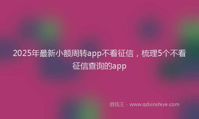 2025年最新小额周转app不看征信，梳理5个不看征信查询的app