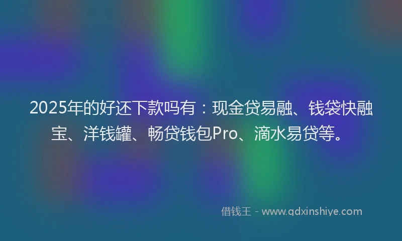 2025年的好还下款吗有：现金贷易融、钱袋快融宝、洋钱罐、畅贷钱包Pro、滴水易贷等。