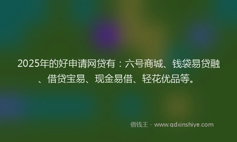 2025年的好申请网贷有：六号商城、钱袋易贷融、借贷宝易、现金易借、轻花优品等。