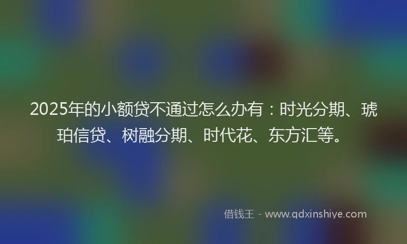2025年的小额贷不通过怎么办有：时光分期、琥珀信贷、树融分期、时代花、东方汇等。