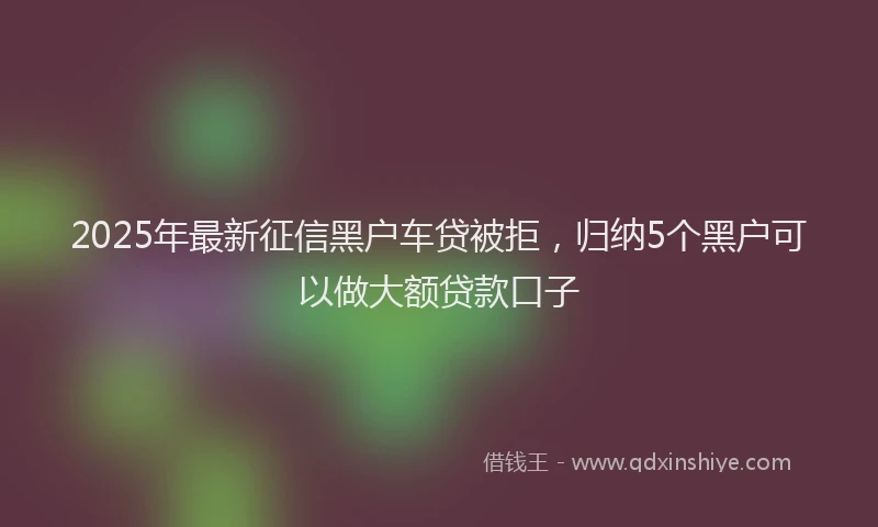2025年最新征信黑户车贷被拒，归纳5个黑户可以做大额贷款口子