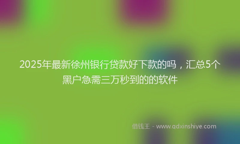 2025年最新徐州银行贷款好下款的吗，汇总5个黑户急需三万秒到的的软件