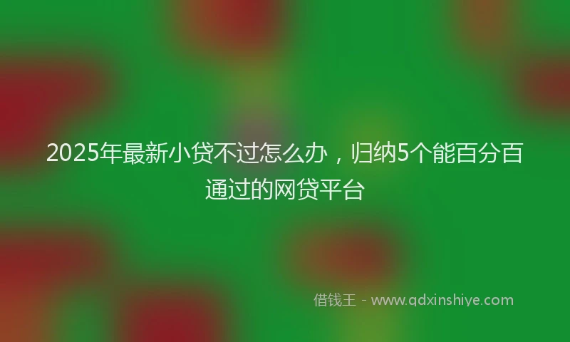 2025年最新小贷不过怎么办，归纳5个能百分百通过的网贷平台