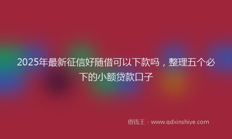 2025年最新征信好随借可以下款吗，整理五个必下的小额贷款口子
