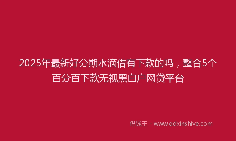 2025年最新好分期水滴借有下款的吗，整合5个百分百下款无视黑白户网贷平台