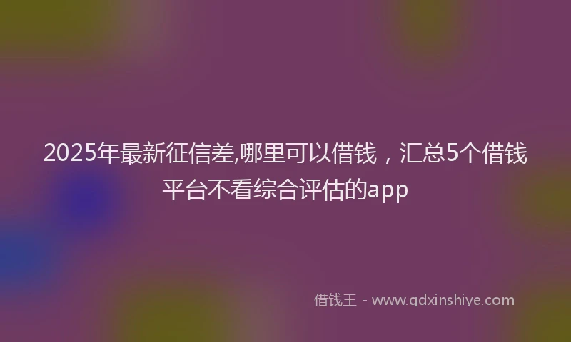 2025年最新征信差,哪里可以借钱，汇总5个借钱平台不看综合评估的app