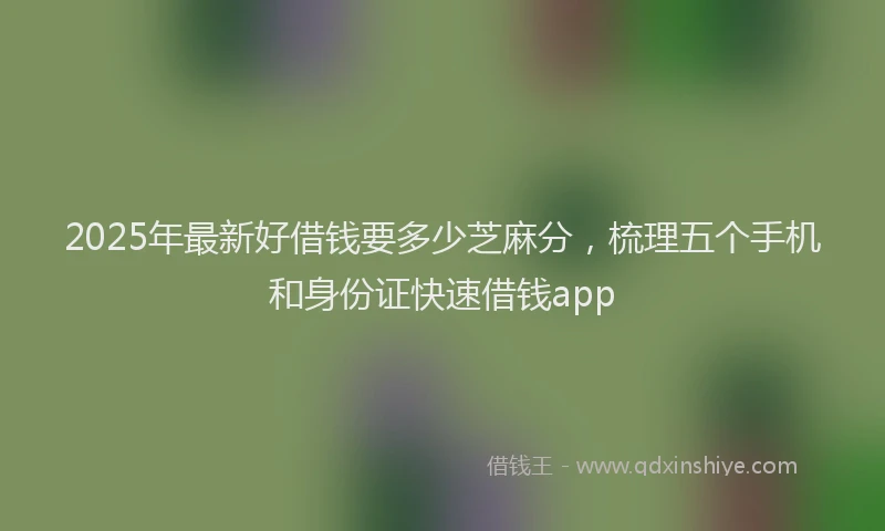 2025年最新好借钱要多少芝麻分，梳理五个手机和身份证快速借钱app