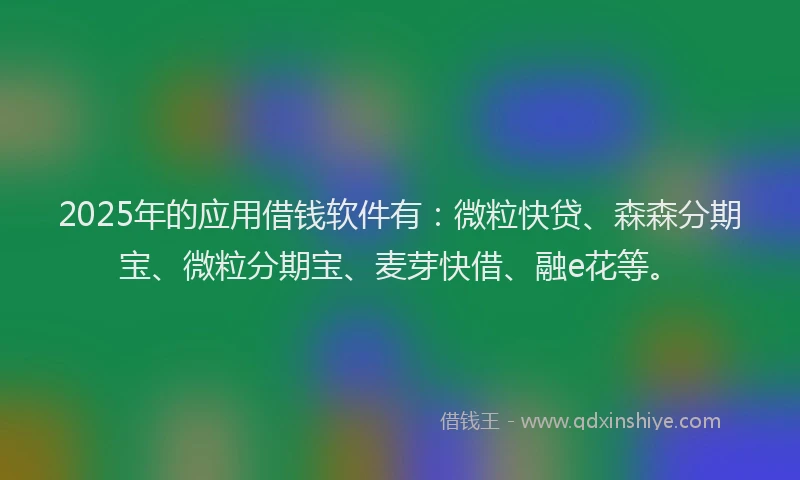 2025年的应用借钱软件有：微粒快贷、森森分期宝、微粒分期宝、麦芽快借、融e花等。